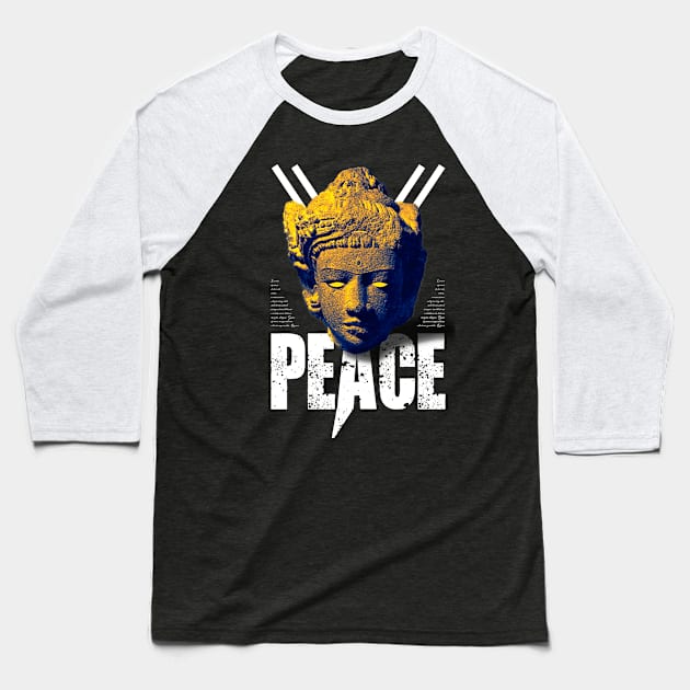 buddha sculpture peace Baseball T-Shirt by HurdyGurdy